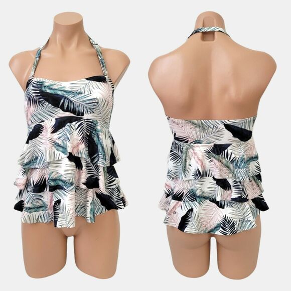 Island Escape multi color tiered tankini top - Picture 1 of 4